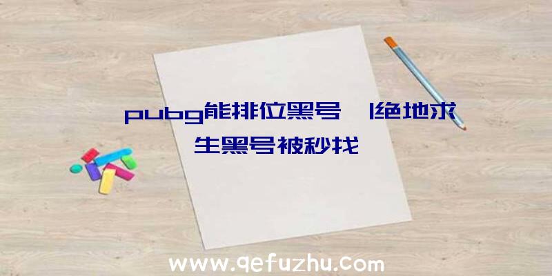 「pubg能排位黑号」|绝地求生黑号被秒找